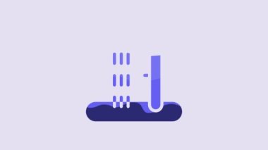 Blue Beach shower icon isolated on purple background. 4K Video motion graphic animation.