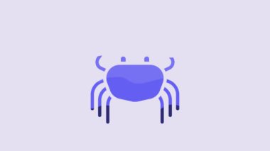 Blue Crab icon isolated on purple background. 4K Video motion graphic animation.