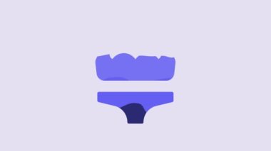 Blue Swimsuit icon isolated on purple background. 4K Video motion graphic animation.
