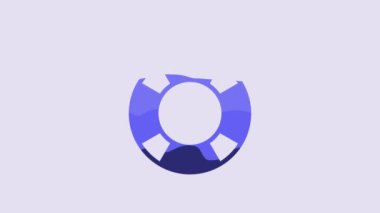 Blue Lifebuoy icon isolated on purple background. Lifebelt symbol. 4K Video motion graphic animation.