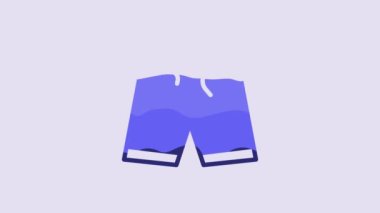 Blue Swimming trunks icon isolated on purple background. 4K Video motion graphic animation.
