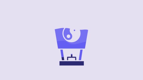 Blue Chinese Paper Lantern Icon Isolated Purple Background Video Motion — Vídeos de Stock