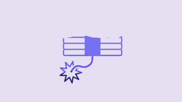 Blue Firework Icon Isolated Purple Background Concept Fun Party Explosive — Video Stock