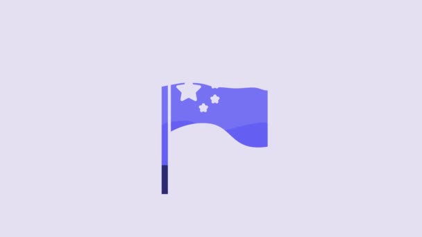 Blue China Flag Flagpole Icon Isolated Purple Background Video Motion — Video