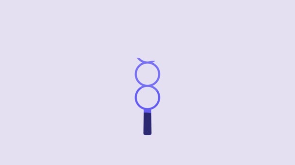 木制木棍图标上的蓝色肉球在紫色背景上隔离 用肉片擦屁股 4K视频运动图形动画矢量 — 图库视频影像
