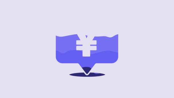 Blue Chinese Yuan Currency Symbol Icon Isolated Purple Background Coin — Stock videók
