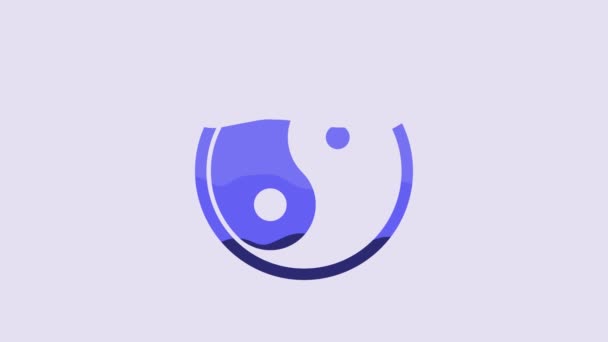 Blue Yin Yang Symbol Harmony Balance Icon Isolated Purple Background — Vídeo de stock