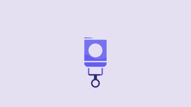 Icono Linterna Papel Chino Azul Aislado Sobre Fondo Púrpura Animación — Vídeo de stock