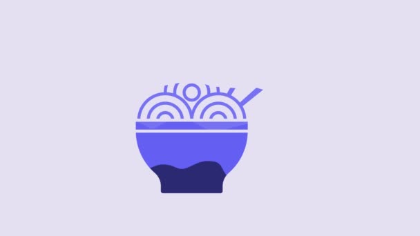 Blue Asian Noodles Bowl Chopsticks Icon Isolated Purple Background Street — Stok video