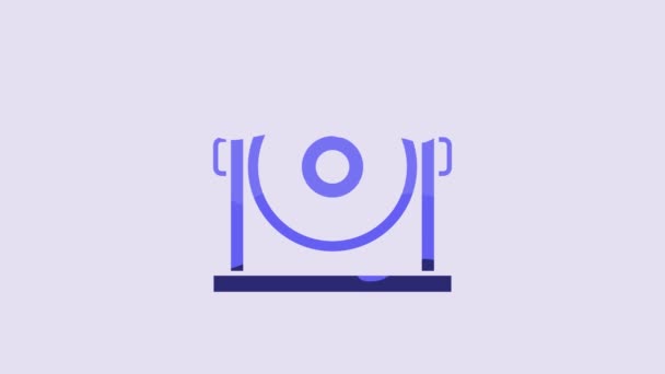 Blue Gong Muziekpercussie Instrument Cirkelvormige Metalen Disc Icoon Geïsoleerd Paarse — Stockvideo