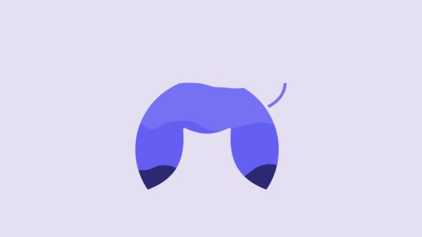 蓝色中国幸运饼干图标孤立在紫色背景 亚洲传统 4K视频运动图形动画 — 图库视频影像