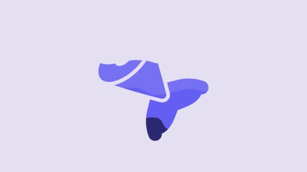Icône Queue Poisson Bleu Isolé Sur Fond Violet Animation Graphique — Video