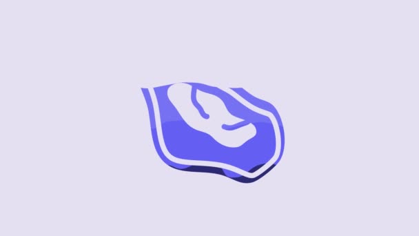 Blue Mussel Icon Isolated Purple Background Fresh Delicious Seafood Video — Vídeos de Stock
