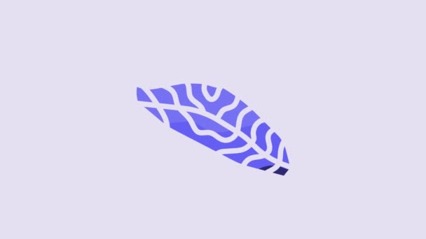 Blue Fish Steak Icon Isolated Purple Background Video Motion Graphic — Stockvideo