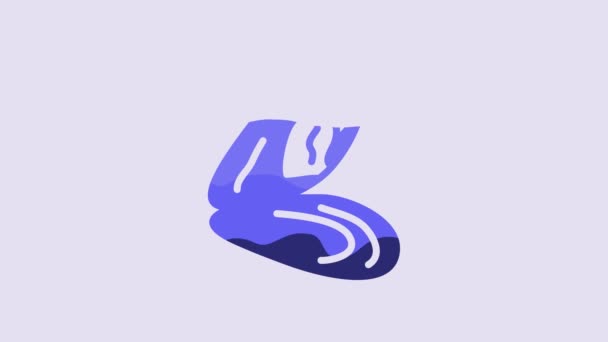 Ікона Синього Місселя Ізольована Фіолетовому Фоні Свіжі Смачні Морепродукти Відеографічна — стокове відео