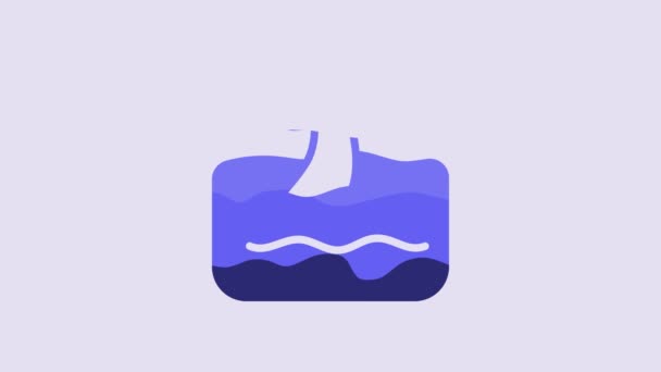 Синій Китовий Хвіст Іконі Океанічних Хвиль Ізольований Фіолетовому Фоні Відеографічна — стокове відео
