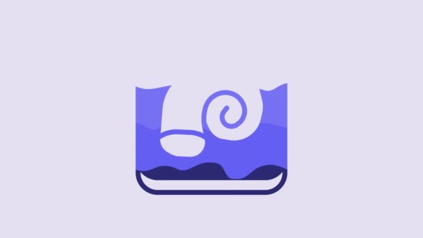 Blauer Oktopus Auf Einem Tellersymbol Auf Violettem Hintergrund Video Motion — Stockvideo