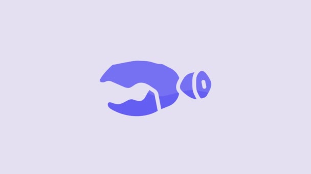 Blue Lobster Crab Claw Icon Isolated Purple Background Video Motion — Stockvideo