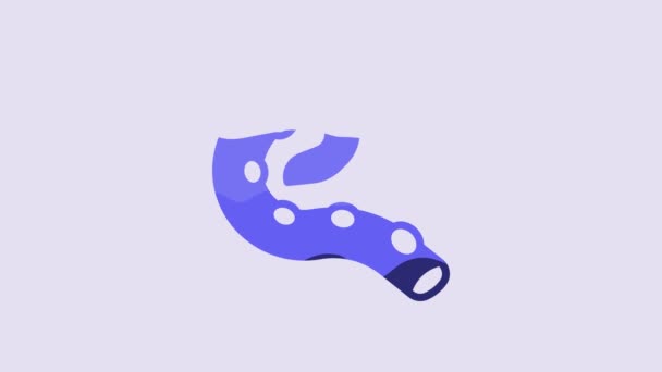 Blue Octopus Tentacle Icon Isolated Purple Background Video Motion Graphic — kuvapankkivideo