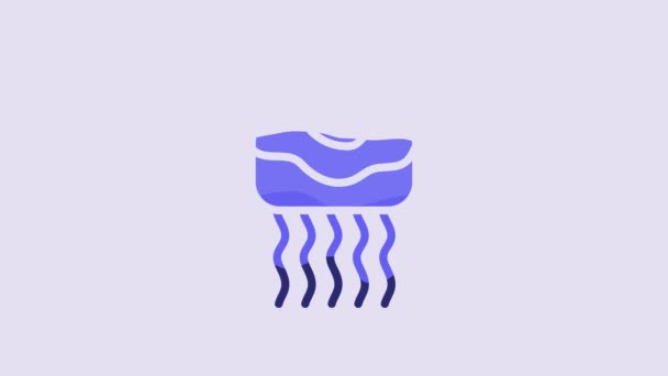 Blue Jellyfish Icon Isolated Purple Background Video Motion Graphic Animation — Stock Video