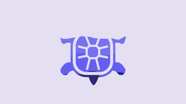 Ікона Blue Turtle Ізольована Фіолетовому Фоні Відеографічна Анімація — стокове відео