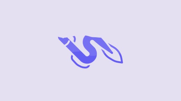 Ícone Peixe Enguia Azul Isolado Fundo Roxo Animação Gráfica Movimento — Vídeo de Stock