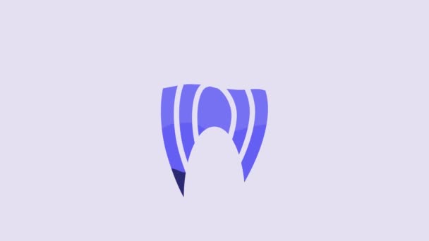 Icono Filete Pescado Azul Aislado Sobre Fondo Morado Animación Gráfica — Vídeo de stock