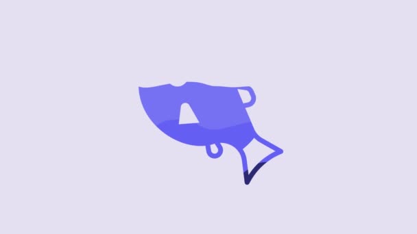 紫色の背景に隔離された青い熱帯魚のアイコン エキゾチックな魚 4Kビデオモーショングラフィックアニメーション — ストック動画