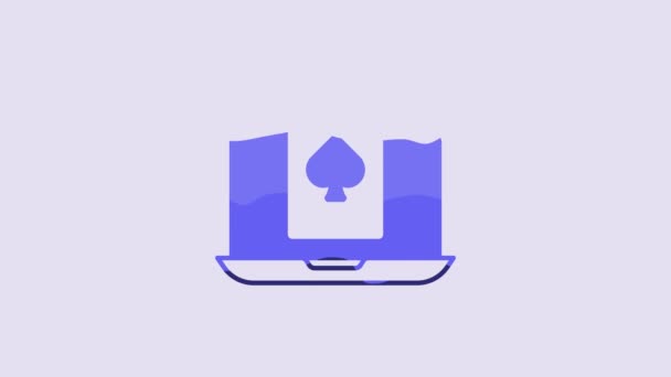 Синий Онлайн Покер Таблице Значок Игры Изолированы Фиолетовом Фоне Онлайн — стоковое видео