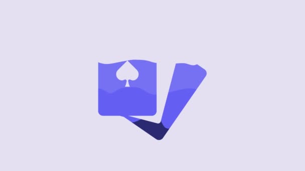 Блакитна Колода Ігрових Карт Ізольована Фіолетовому Фоні Азартні Ігри Казино — стокове відео