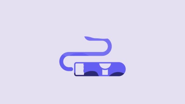 Blaues Zigarren Symbol Auf Violettem Hintergrund Video Motion Grafik Animation — Stockvideo