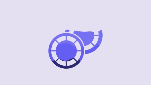 蓝色卡西诺芯片图标隔离在紫色背景 赌场赌博 4K视频运动图形动画 — 图库视频影像