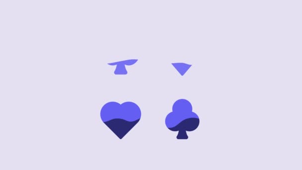 Blue Deck Playing Cards Icon Isolated Purple Background Casino Gambling — 비디오
