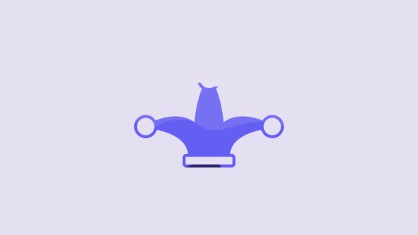 Joker Azul Jugando Icono Tarjeta Aislado Sobre Fondo Púrpura Gorro — Vídeo de stock