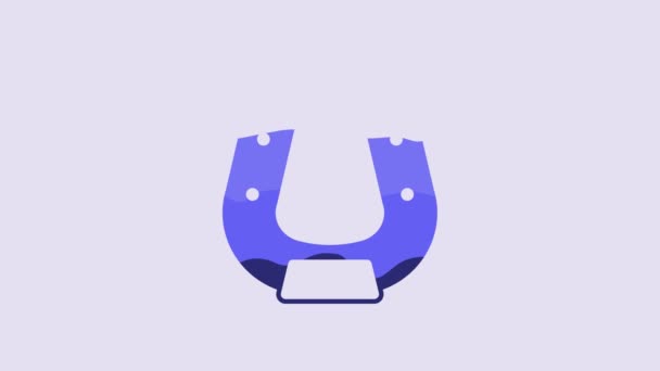 Blue Horseshoe Icon Isolated Purple Background Video Motion Graphic Animation — Stockvideo