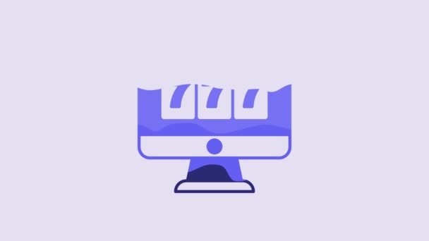 Blue Online Slot Machine Lucky Sevens Jackpot Icon Isolated Purple — Vídeos de Stock