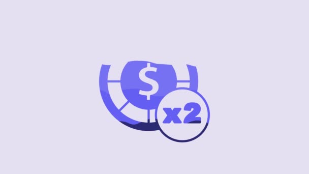 Blue Casino Chips Icon Isolated Purple Background Casino Gambling Video — Vídeo de Stock