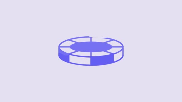 Иконка Голубых Фишек Выделена Фиолетовом Фоне Игры Казино Видеографическая Анимация — стоковое видео
