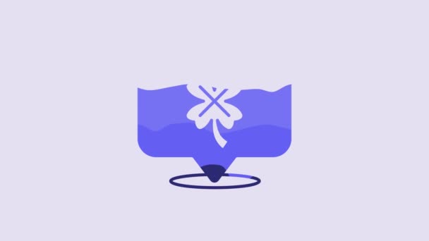 Синій Ігровий Автомат Зображенням Конюшини Ізольованим Фіолетовому Фоні Азартні Ігри — стокове відео