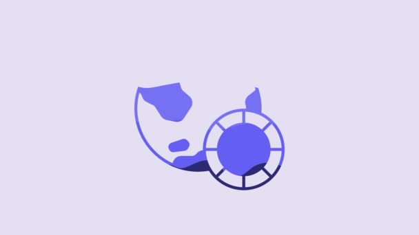 蓝色卡西诺芯片图标隔离在紫色背景 赌场赌博 4K视频运动图形动画 — 图库视频影像