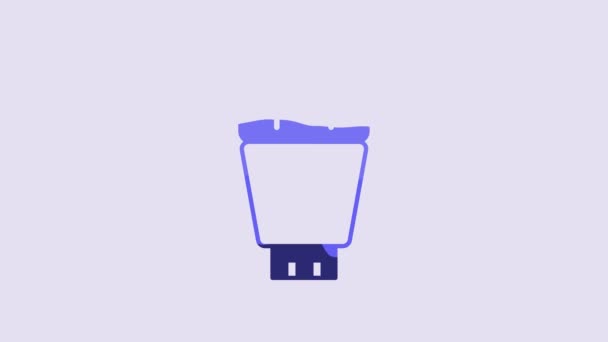 Blue Photo Camera Flash Icon Isolated Purple Background Video Motion — ストック動画