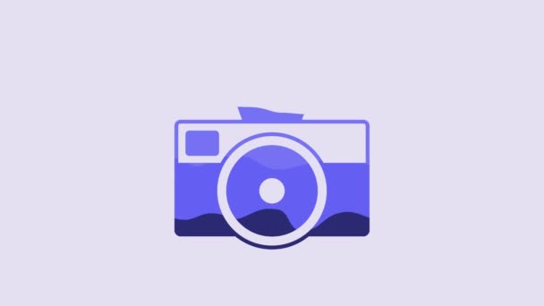 Blue Photo Camera Lighting Flash Icon Isolated Purple Background Foto — ストック動画