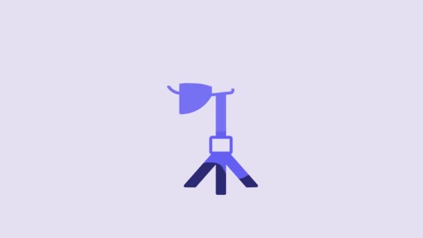 Blue Studio Light Bulb Softbox Icon Isolated Purple Background Shadow — Stockvideo