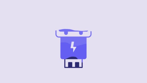 Blue Photo Camera Flash Icon Isolated Purple Background Video Motion — Vídeo de stock