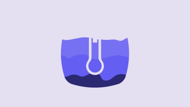 Blue Thermostat Icon Isolated Purple Background Temperature Control Video Motion — Vídeos de Stock