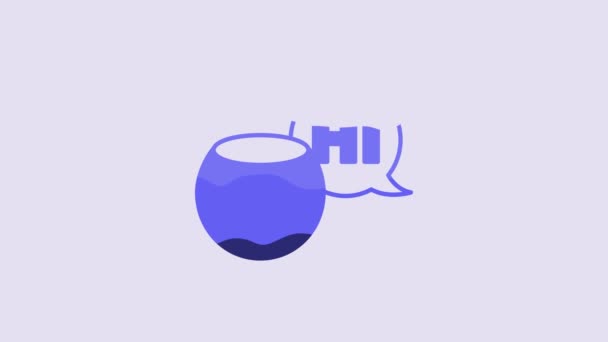 蓝色语音助理图标隔离在紫色背景 语音控制用户界面智能扬声器 4K视频运动图形动画 — 图库视频影像