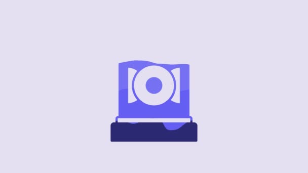 Blue Ringing Alarm Bell Icon Isolated Purple Background Alarm Symbol — Stock video