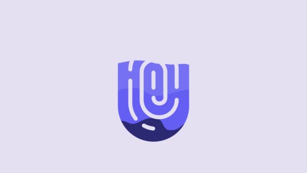 Blue Fingerprint Icon Isolated Purple Background App Icon Identification Sign — Wideo stockowe