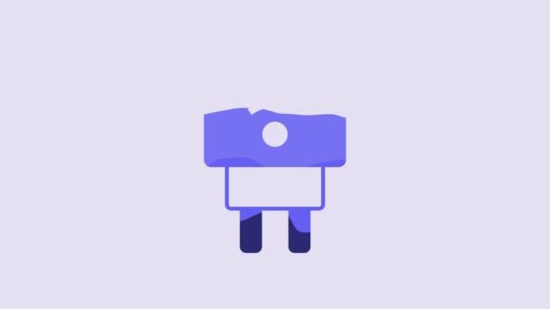 Blue Smart Электрическая Вилка Система Значок Изолирован Фиолетовом Фоне Концепция — стоковое видео