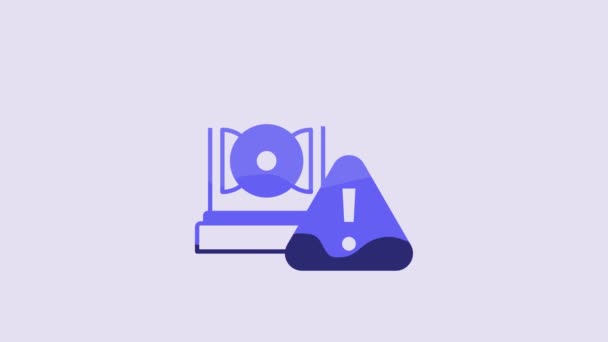 Icono Campana Alarma Tono Azul Aislado Sobre Fondo Púrpura Símbolo — Vídeo de stock